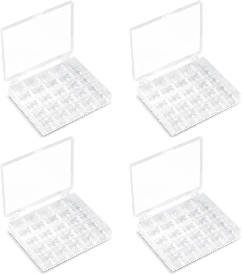Opret 25 Slots Bobbin Organizer, Transparent Plastic Bobbin Case, Empty Spools Box For Sewing Supplies, 4 Pack, Compatible With Class 15 & SA156 Bobbins - Image 1